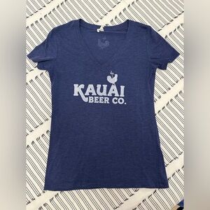 Women's Kauai Beer Co. Blue V-Neck Tshirt size medium